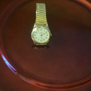 Gold and Silver Watch with White Dial